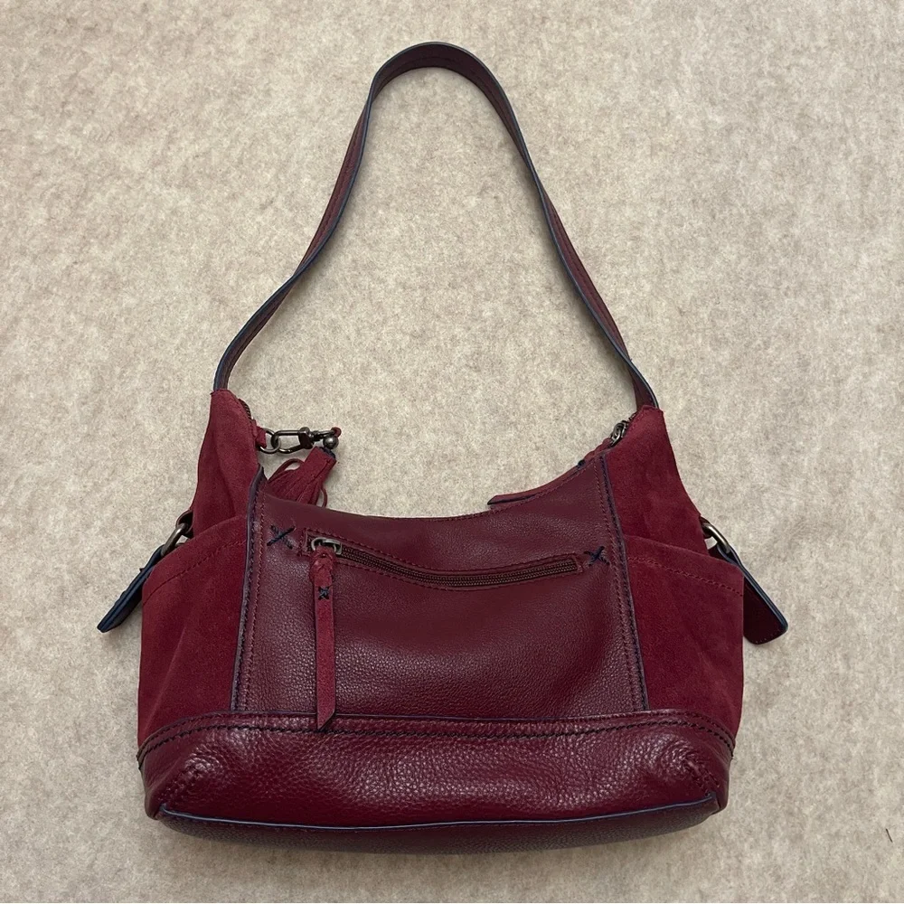 The Sak Marrón Soft Leather and Suede Hobo Zip Shoulder Handbag Purse